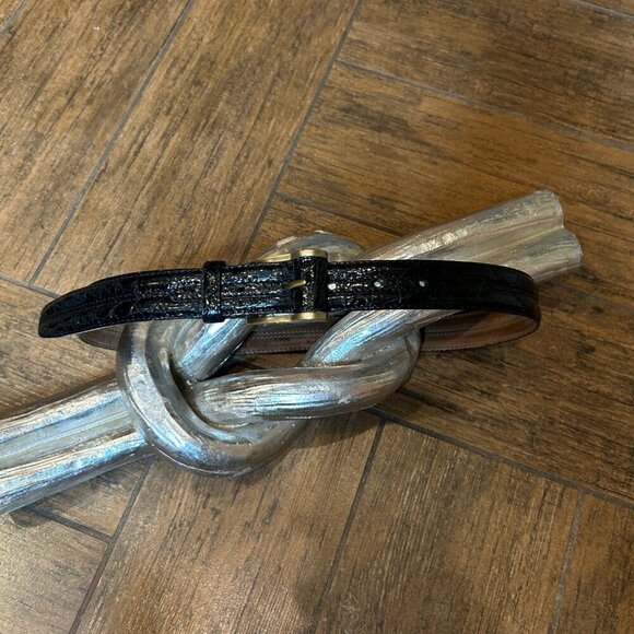 DKNY Black Genuine Caiman Crocodile Belt Made in Italy Size Small - Picture 9 of 9